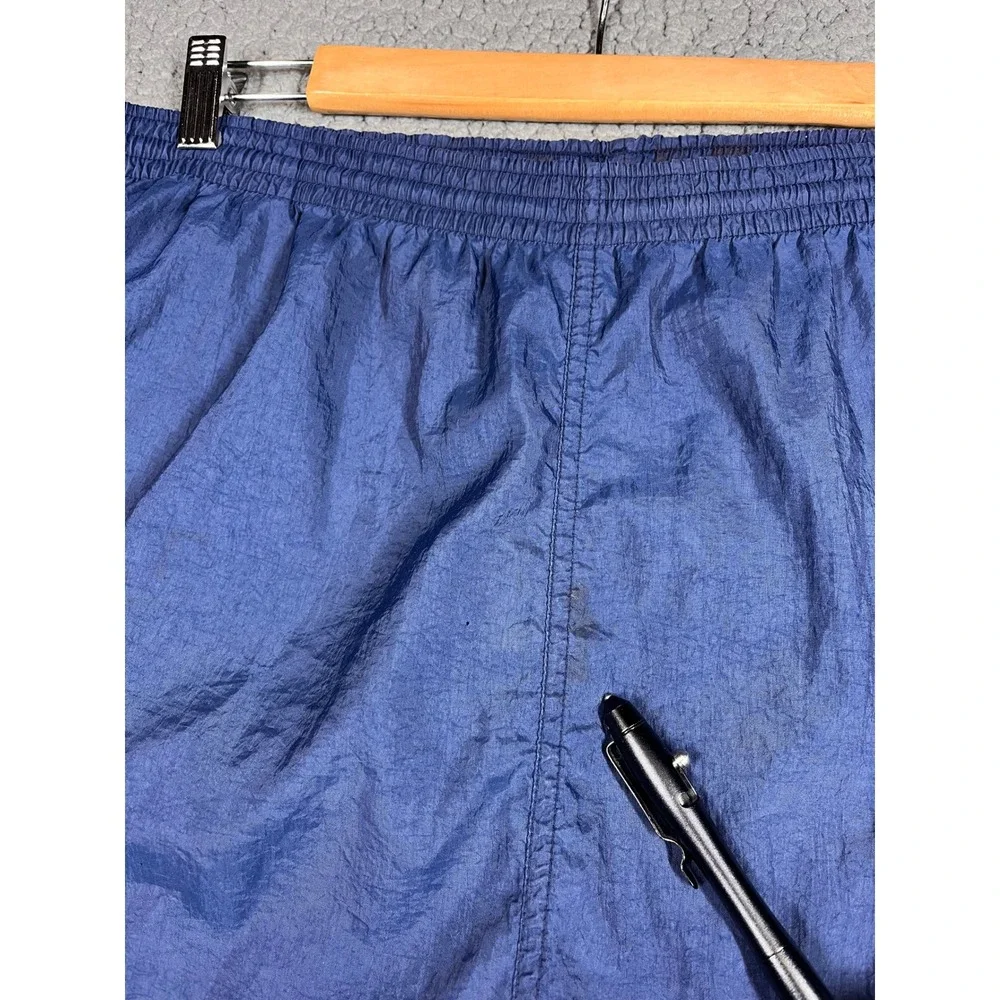 Adidas Vintage Mens Nylon Track Pants XL Blue White Stripe Windbreaker Joggers - Picture 3 of 16